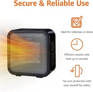 Ideal para escritorios: Calentador personal de cerámica de Amazon Basics
