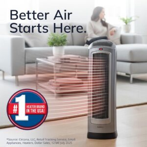 Ideal para habitaciones grandes: Ventilador de torre de cerámica oscilante Lasko