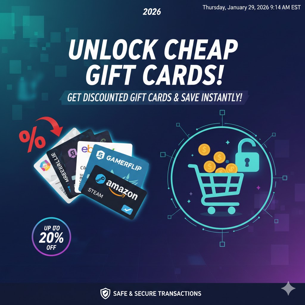 Unlock Cheap Gift Cards: Get Discounted Gift Cards & Save Instantly! Descubre Tarjetas de Regalo Baratas: ¡Consigue Gift Cards con Descuento y Ahorra al Instante!